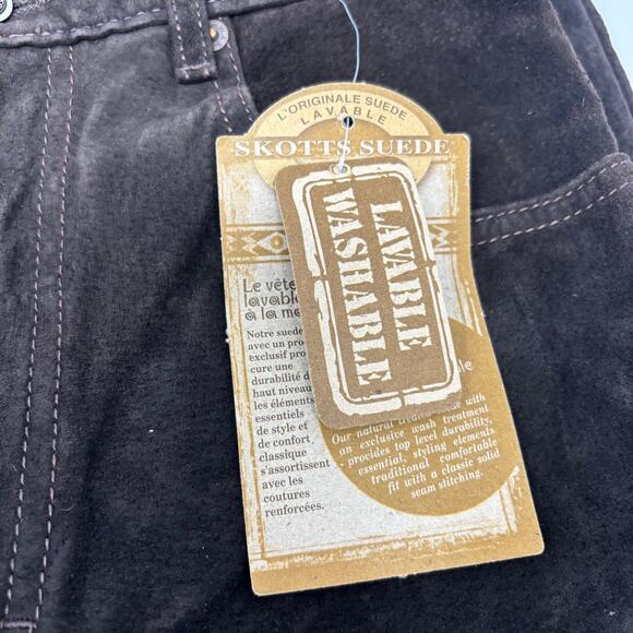 Vintage Skotts Suede 28x32 Dark Brown Washable Leather Double Knee Pants NWT - Picture 5 of 8